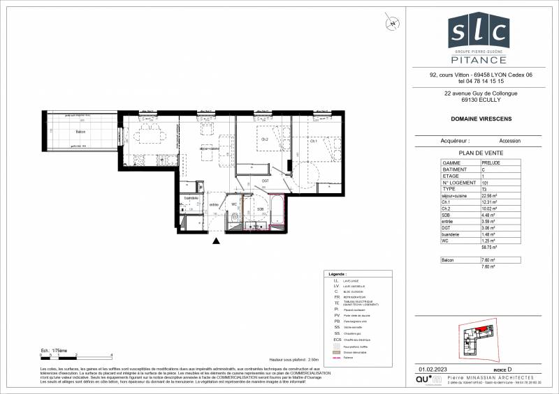 Appartement neuf de type T3 à Ecully